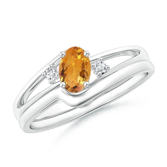 AA - Citrine / 0.42 CT / 14 KT White Gold