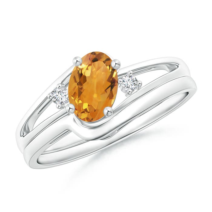 AA - Citrine / 0.78 CT / 14 KT White Gold