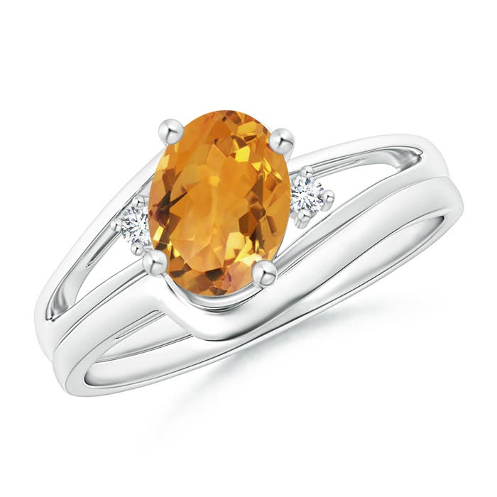 AA - Citrine / 1.15 CT / 14 KT White Gold