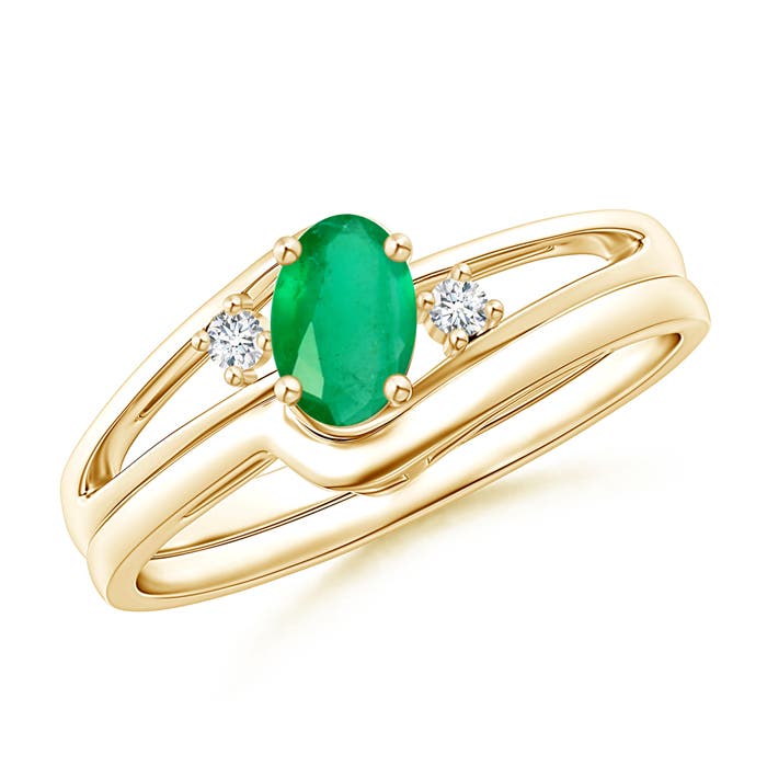 A - Emerald / 0.42 CT / 14 KT Yellow Gold