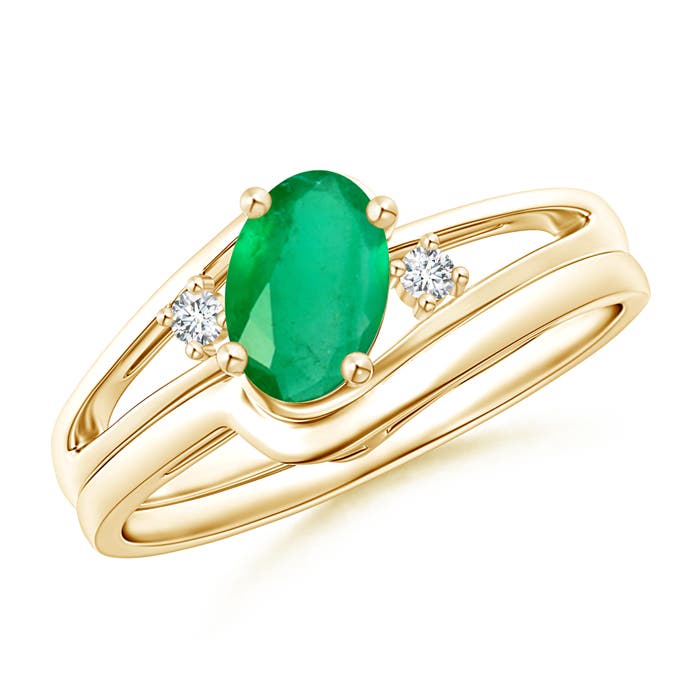 A - Emerald / 0.69 CT / 14 KT Yellow Gold