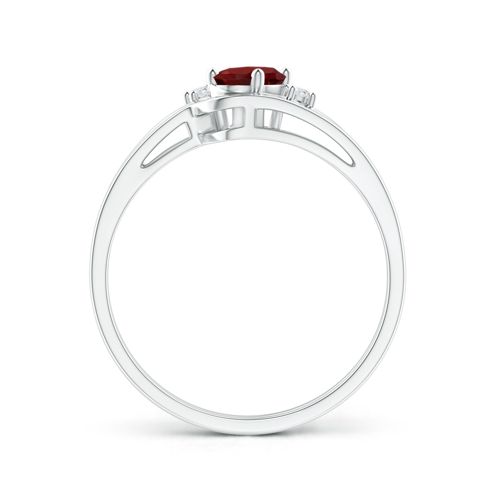 6x4mm AAAA Split Shank Garnet Engagement Ring with Wedding Band in 18K White Gold - side 199