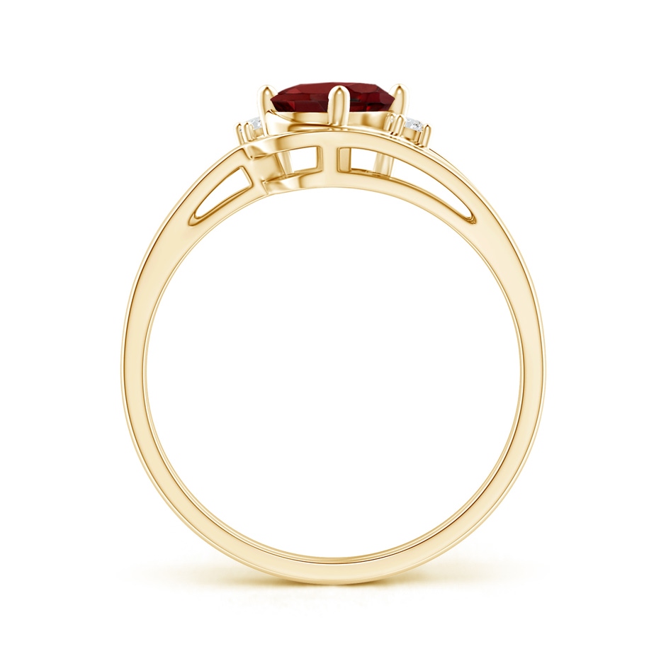 7x5mm AAAA Split Shank Garnet Engagement Ring with Wedding Band in Yellow Gold side 199