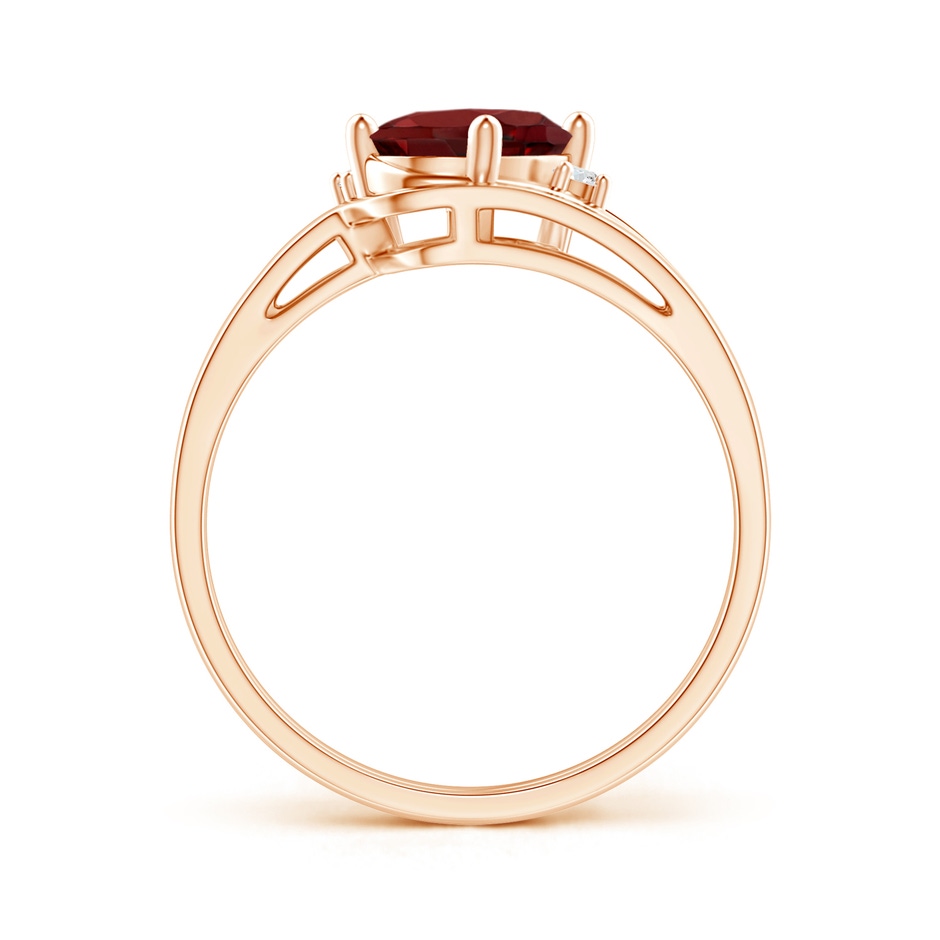 8x6mm AAAA Split Shank Garnet Engagement Ring with Wedding Band in Rose Gold side 199