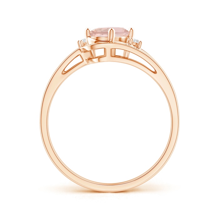 7x5mm AAA Split Shank Morganite Engagement Ring with Wedding Band in Rose Gold product image