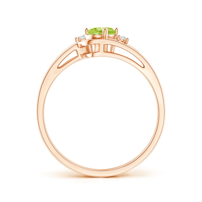 6x4mm AA Split Shank Peridot Engagement Ring with Wedding Band in Rose Gold product image