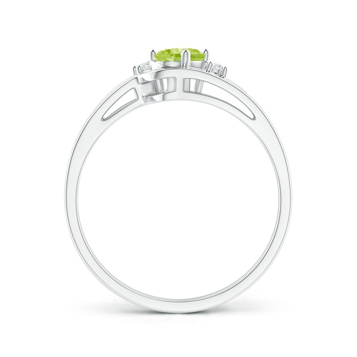 6x4mm AA Split Shank Peridot Engagement Ring with Wedding Band in White Gold product image