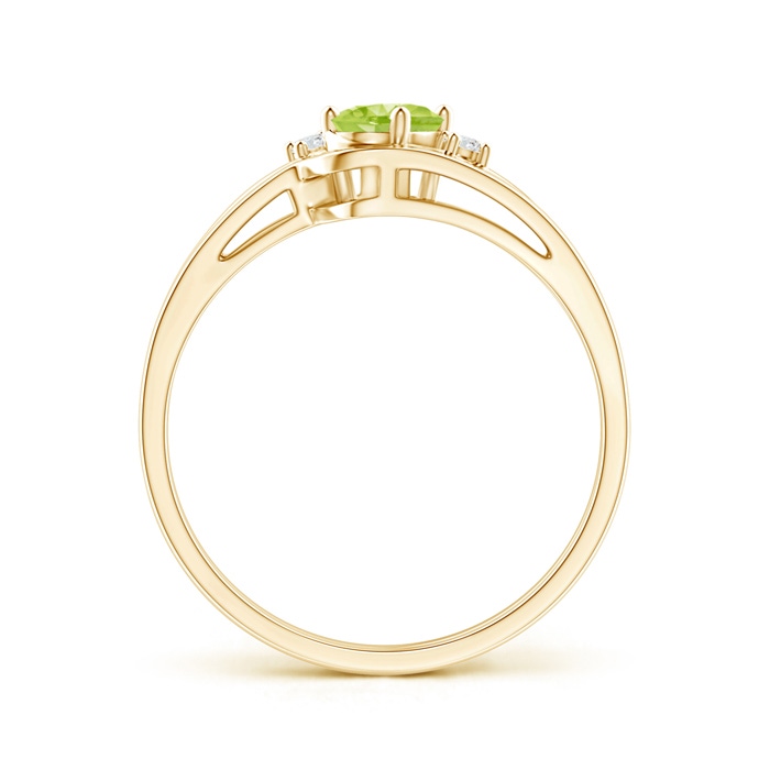 6x4mm AA Split Shank Peridot Engagement Ring with Wedding Band in Yellow Gold product image