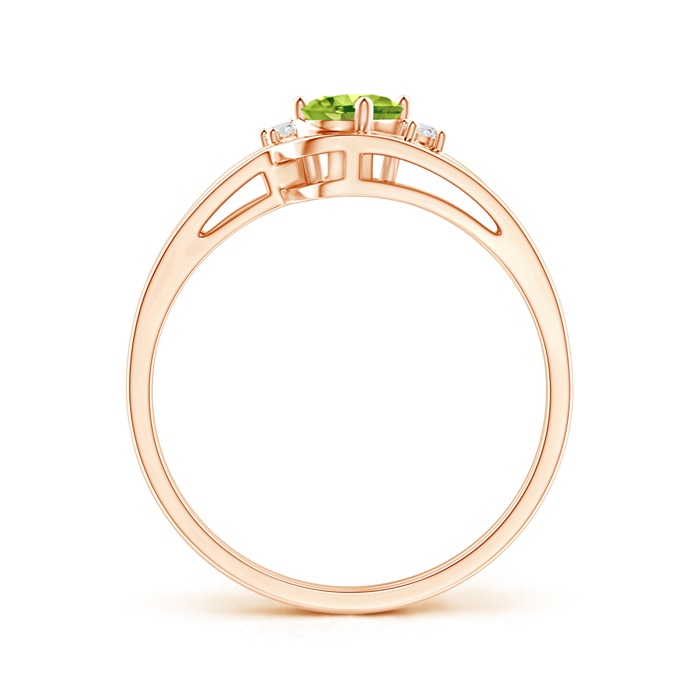 6x4mm AAA Split Shank Peridot Engagement Ring with Wedding Band in Rose Gold product image