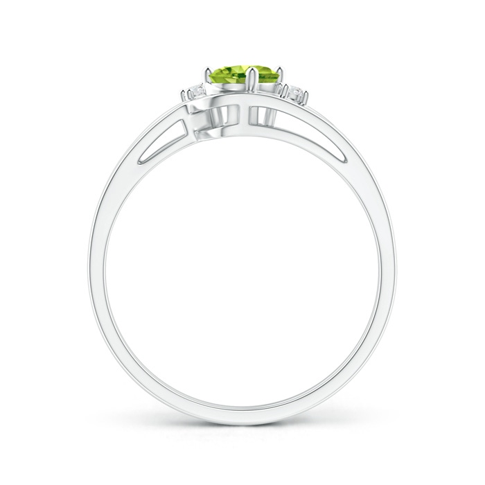 6x4mm AAA Split Shank Peridot Engagement Ring with Wedding Band in White Gold product image
