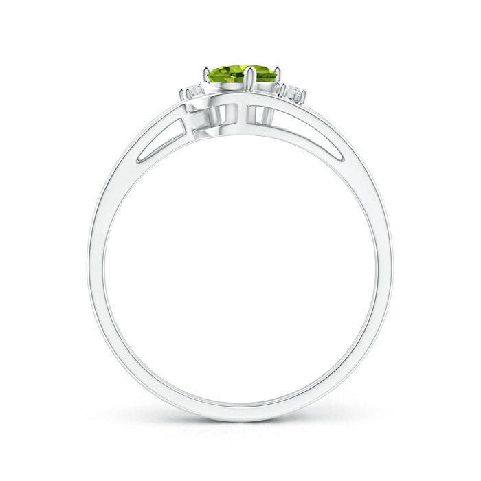 6x4mm AAAA Split Shank Peridot Engagement Ring with Wedding Band in White Gold Product Image