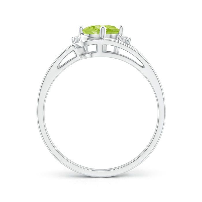 7x5mm AA Split Shank Peridot Engagement Ring with Wedding Band in White Gold product image