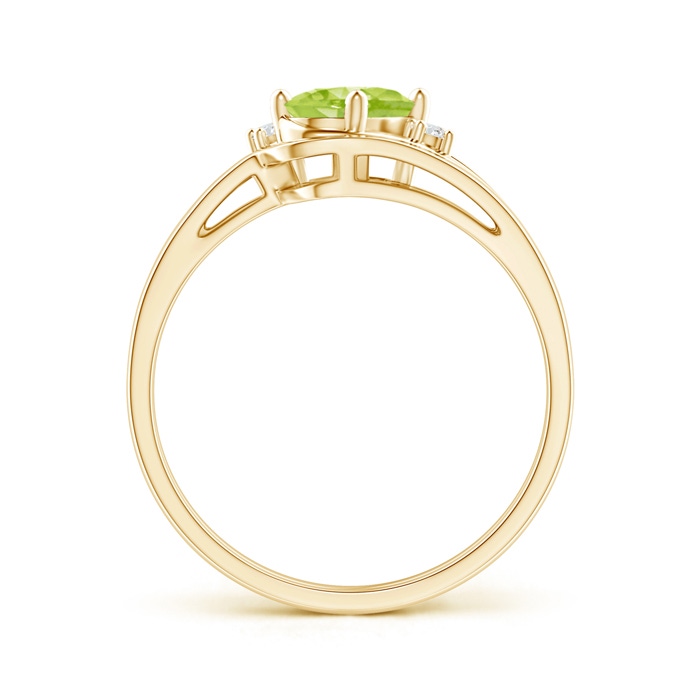 7x5mm AA Split Shank Peridot Engagement Ring with Wedding Band in Yellow Gold product image