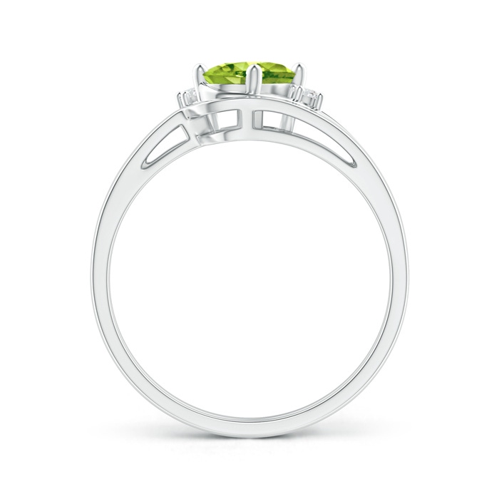 7x5mm AAA Split Shank Peridot Engagement Ring with Wedding Band in S999 Silver product image