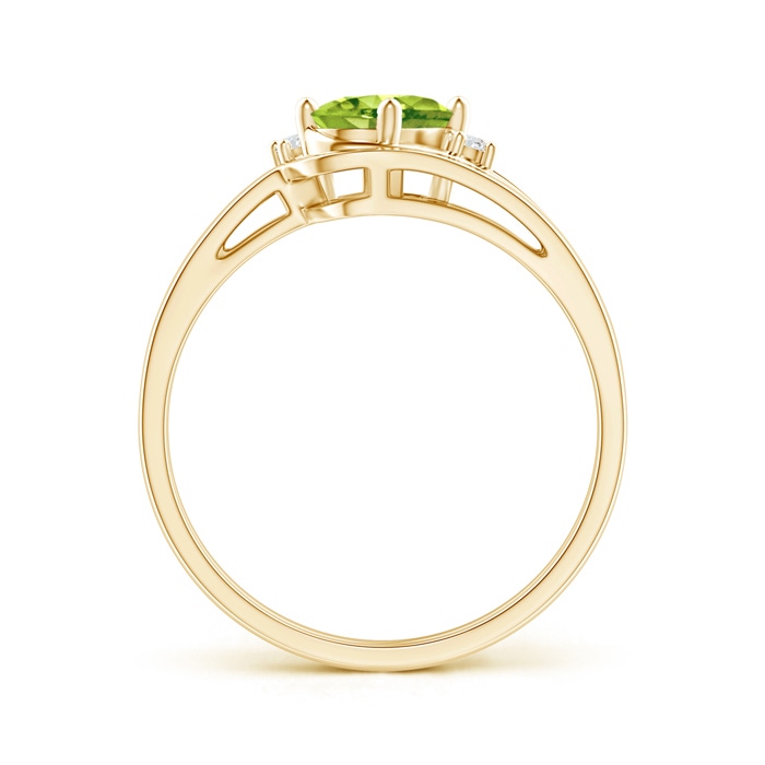 7x5mm AAA Split Shank Peridot Engagement Ring with Wedding Band in Yellow Gold product image