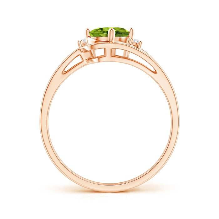 7x5mm AAAA Split Shank Peridot Engagement Ring with Wedding Band in Rose Gold product image