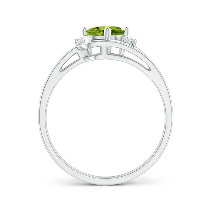 7x5mm AAAA Split Shank Peridot Engagement Ring with Wedding Band in White Gold product image