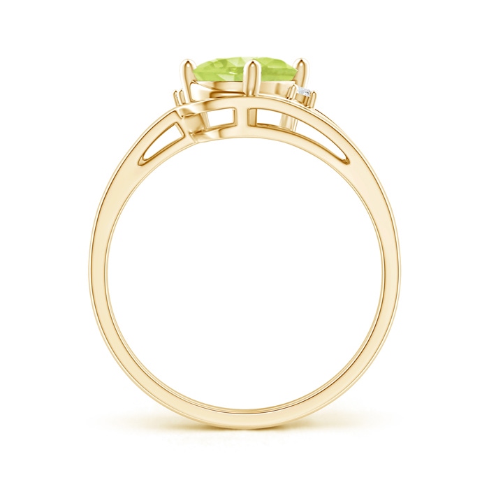 8x6mm A Split Shank Peridot Engagement Ring with Wedding Band in Yellow Gold product image