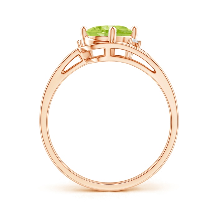 8x6mm AA Split Shank Peridot Engagement Ring with Wedding Band in Rose Gold product image