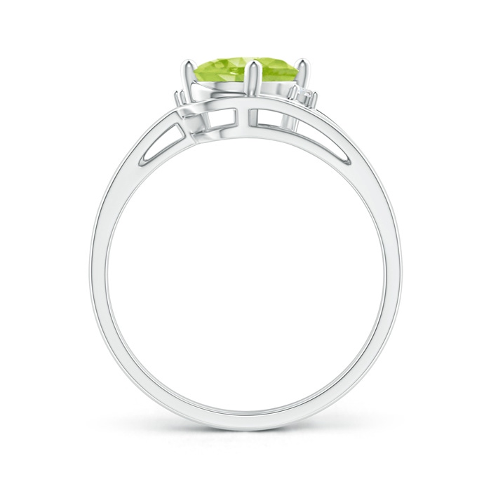 8x6mm AA Split Shank Peridot Engagement Ring with Wedding Band in White Gold product image