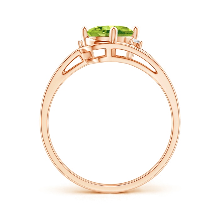 8x6mm AAA Split Shank Peridot Engagement Ring with Wedding Band in Rose Gold product image