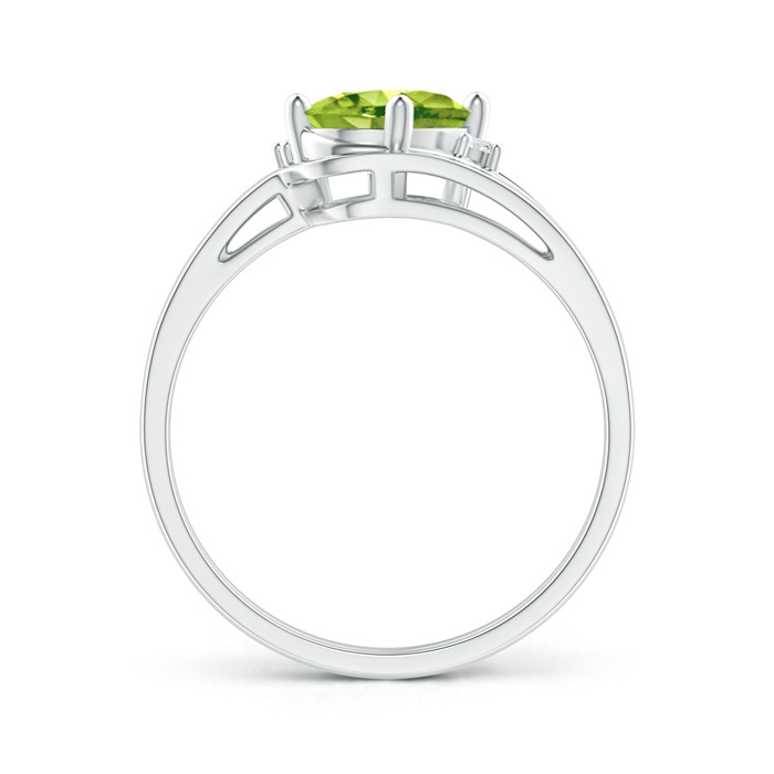 8x6mm AAA Split Shank Peridot Engagement Ring with Wedding Band in White Gold product image