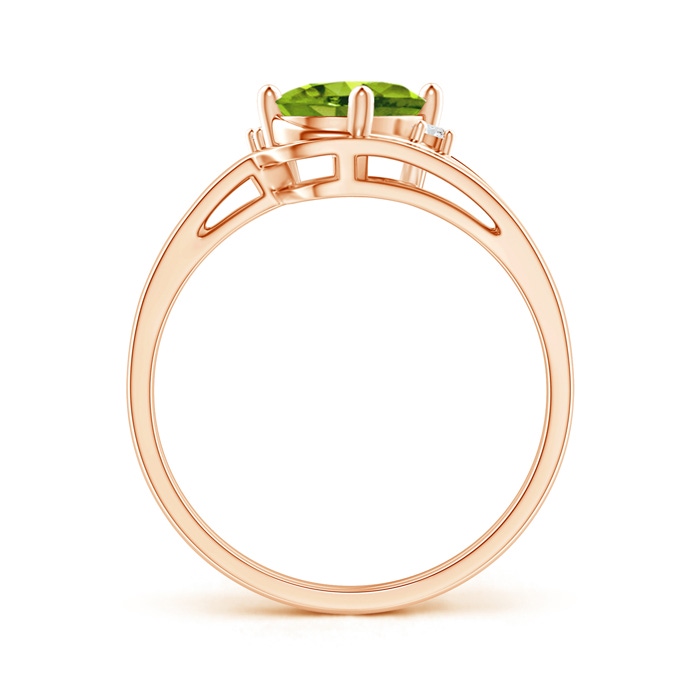 8x6mm AAAA Split Shank Peridot Engagement Ring with Wedding Band in Rose Gold product image