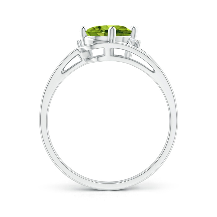 8x6mm AAAA Split Shank Peridot Engagement Ring with Wedding Band in White Gold Product Image