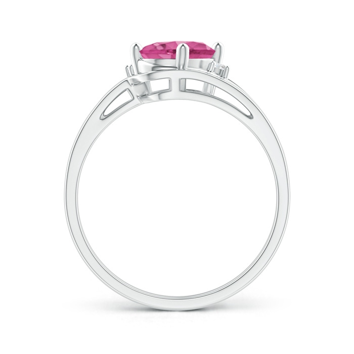 8x6mm AAAA Split Shank Pink Sapphire Engagement Ring with Wedding Band in White Gold Product Image