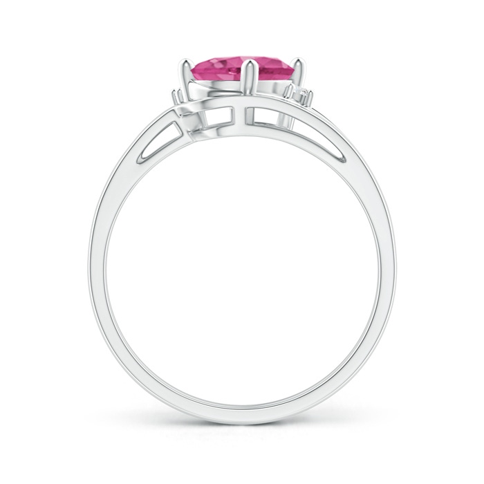 8x6mm AAAA Split Shank Pink Sapphire Engagement Ring with Wedding Band in White Gold product image