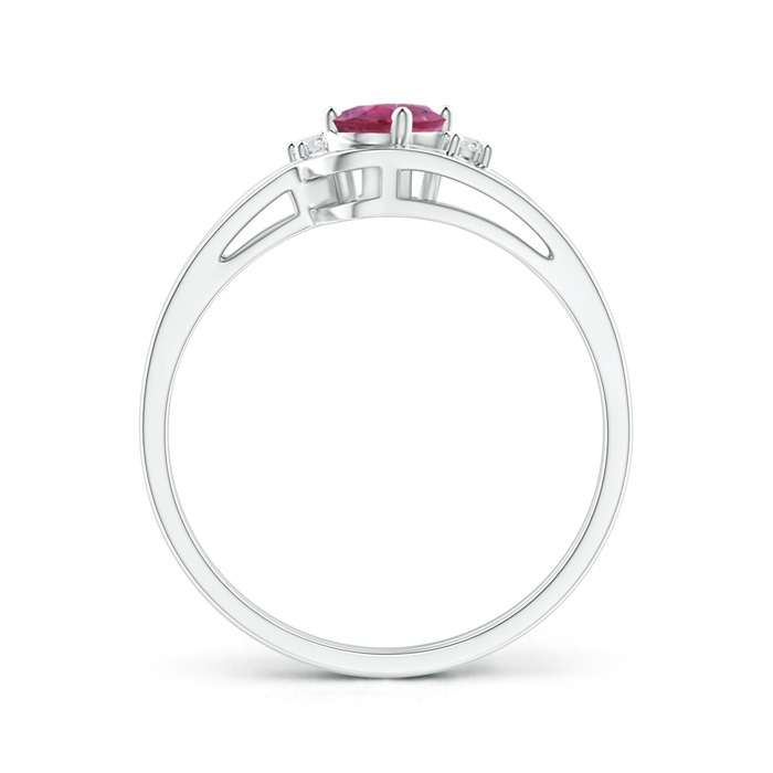6x4mm AAA Split Shank Pink Tourmaline Engagement Ring with Wedding Band in White Gold Product Image