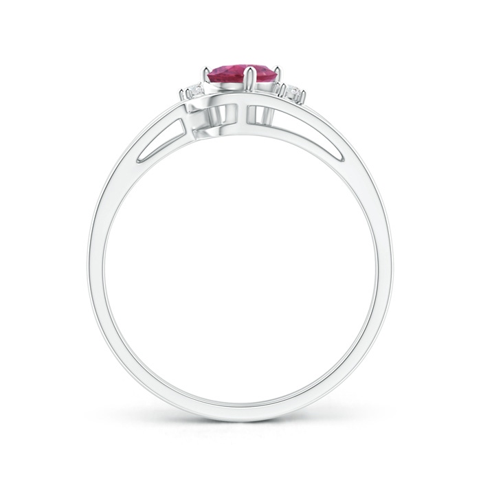 6x4mm AAA Split Shank Pink Tourmaline Engagement Ring with Wedding Band in White Gold product image