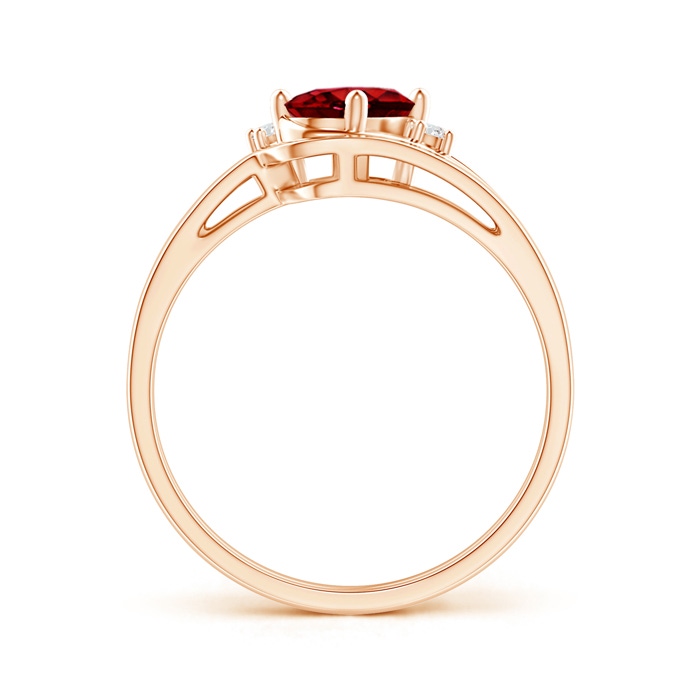 7x5mm AAAA Split Shank Ruby Engagement Ring with Wedding Band in Rose Gold Product Image