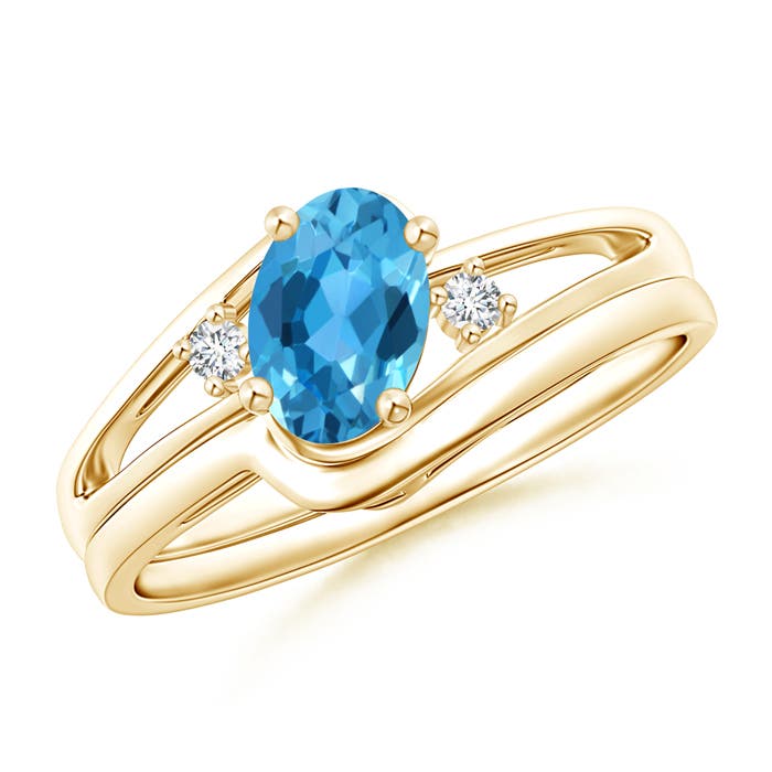 AAA - Swiss Blue Topaz / 0.98 CT / 14 KT Yellow Gold