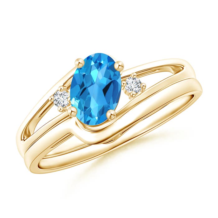 AAAA - Swiss Blue Topaz / 0.98 CT / 14 KT Yellow Gold