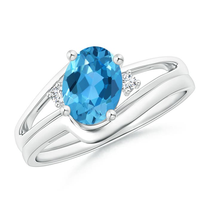 AAA - Swiss Blue Topaz / 1.55 CT / 14 KT White Gold