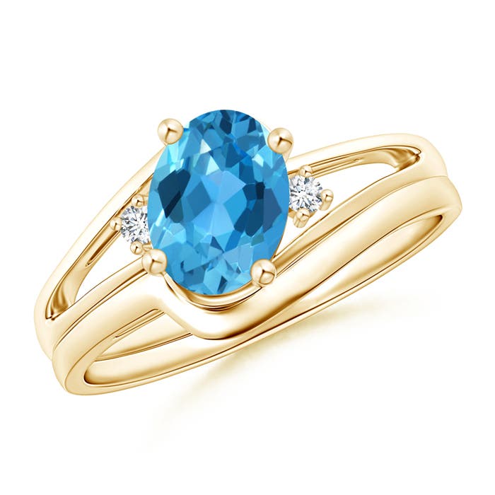 AAA - Swiss Blue Topaz / 1.55 CT / 14 KT Yellow Gold