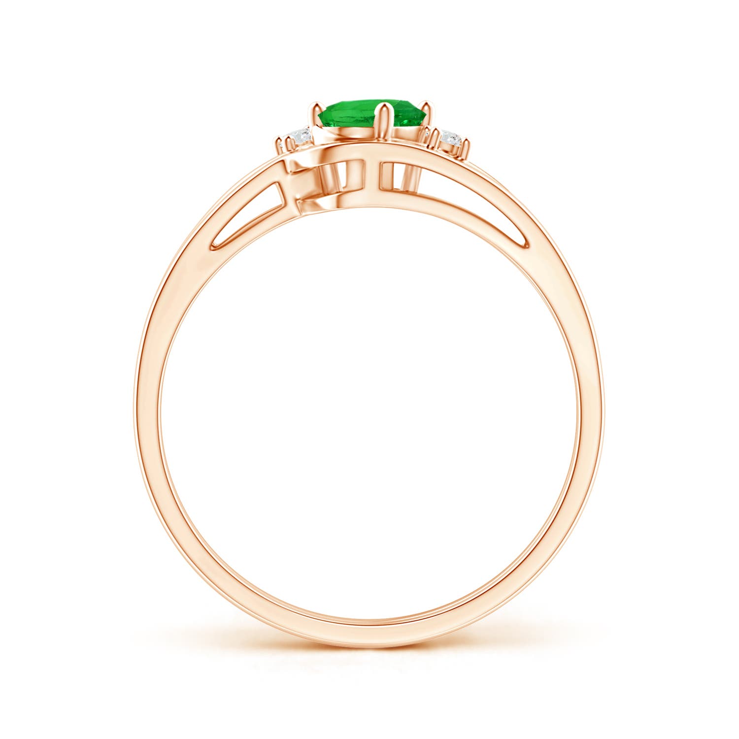 6x4mm AAAA Split Shank Tsavorite Engagement Ring with Wedding Band in Rose Gold