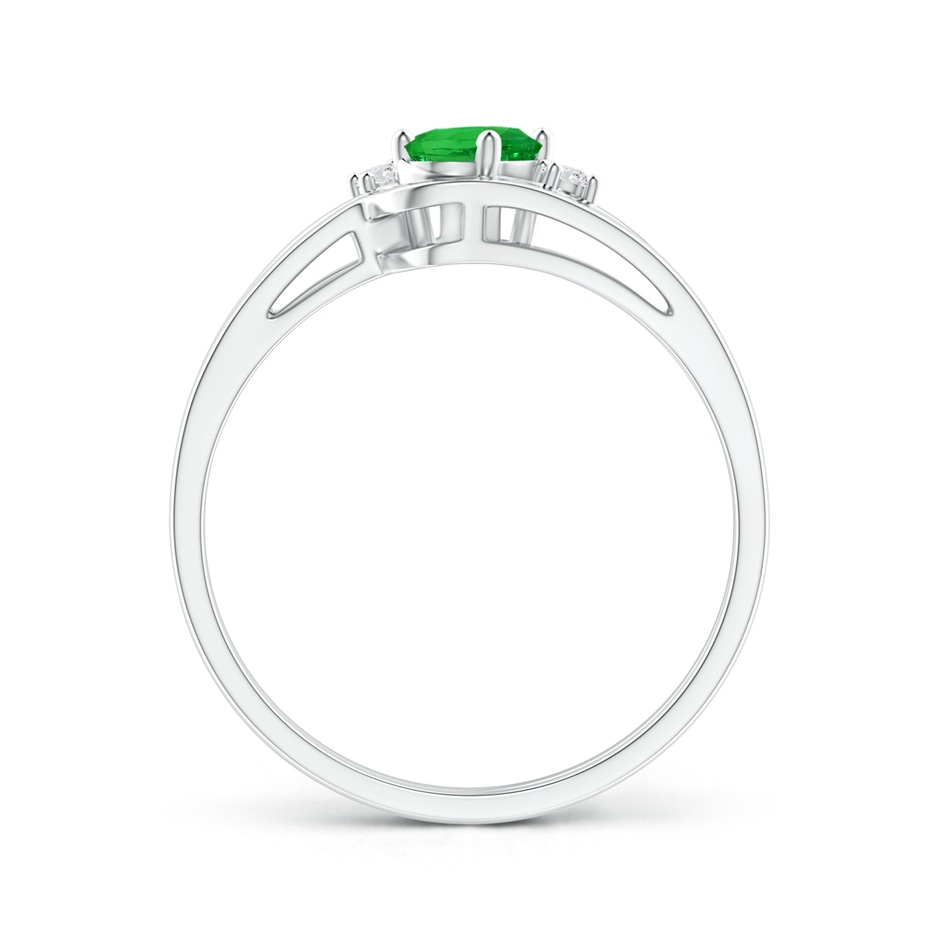 6x4mm AAAA Split Shank Tsavorite Engagement Ring with Wedding Band in S999 Silver side-1