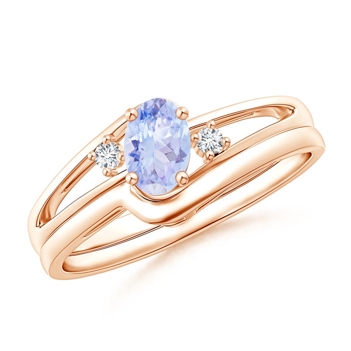 Split Shank Tanzanite Engagement Ring with Wedding Band