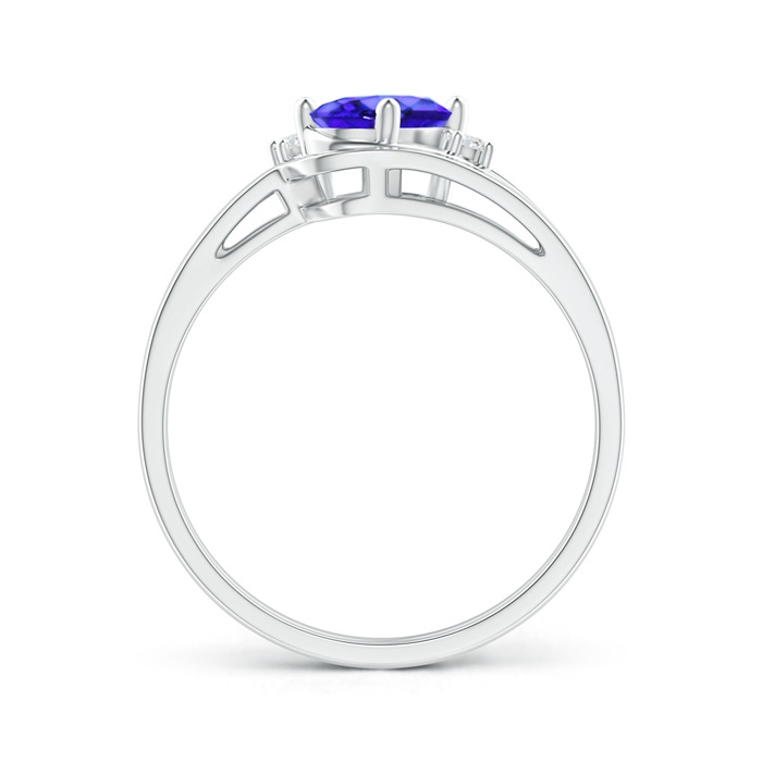 7x5mm AAA Split Shank Tanzanite Engagement Ring with Wedding Band in White Gold product image