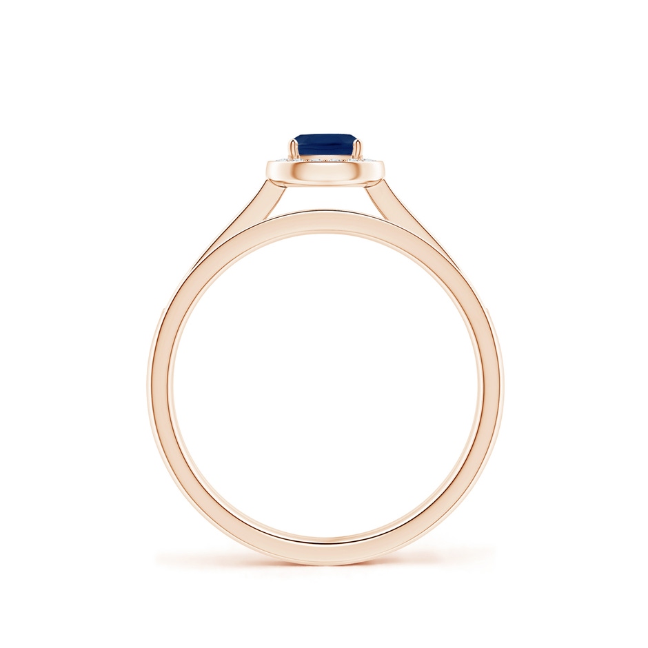 4mm A Classic Cushion Blue Sapphire Bridal Set with Diamonds in Rose Gold side-1