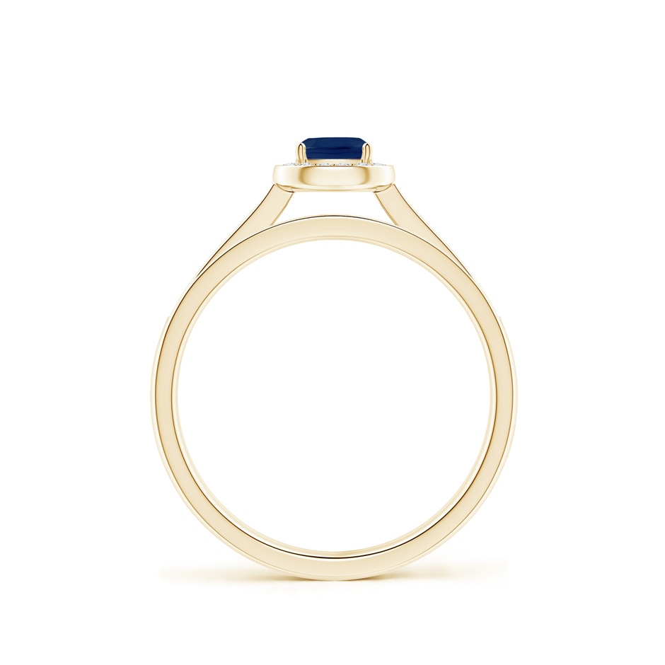4mm A Classic Cushion Blue Sapphire Bridal Set with Diamonds in Yellow Gold side-1