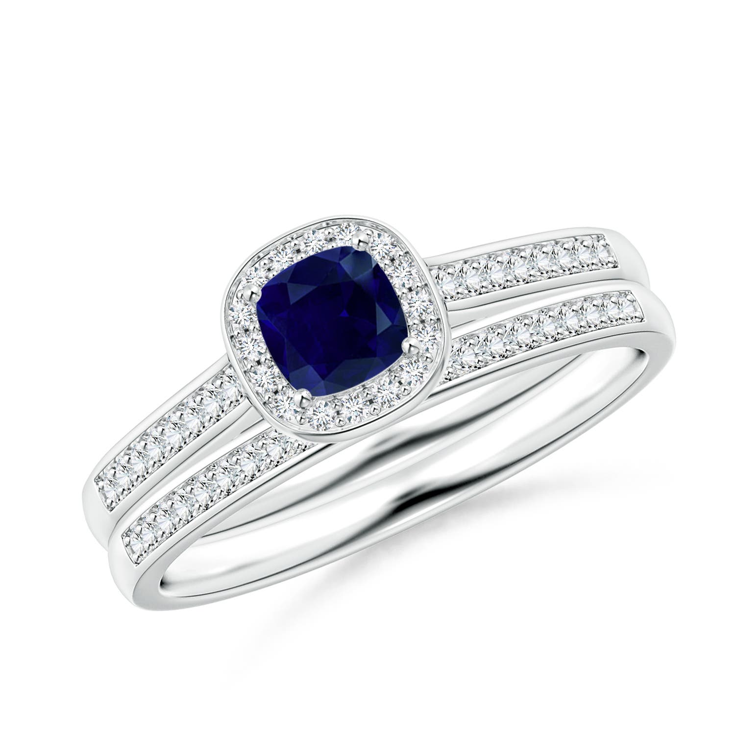 AA - Blue Sapphire / 0.58 CT / 14 KT White Gold