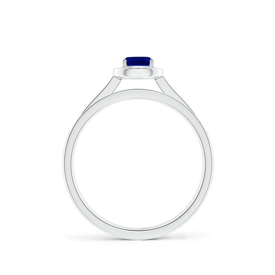 4mm AAA Classic Cushion Blue Sapphire Bridal Set with Diamonds in White Gold side-1