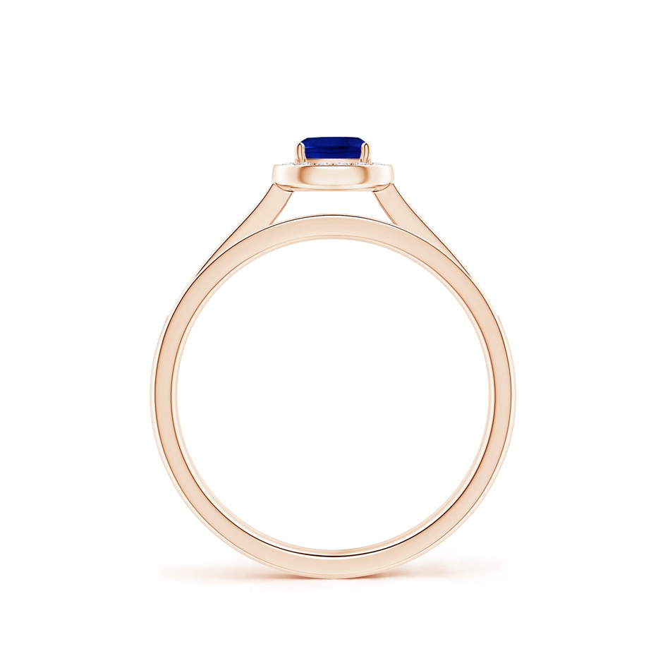 4mm AAAA Classic Cushion Blue Sapphire Bridal Set with Diamonds in Rose Gold side-1