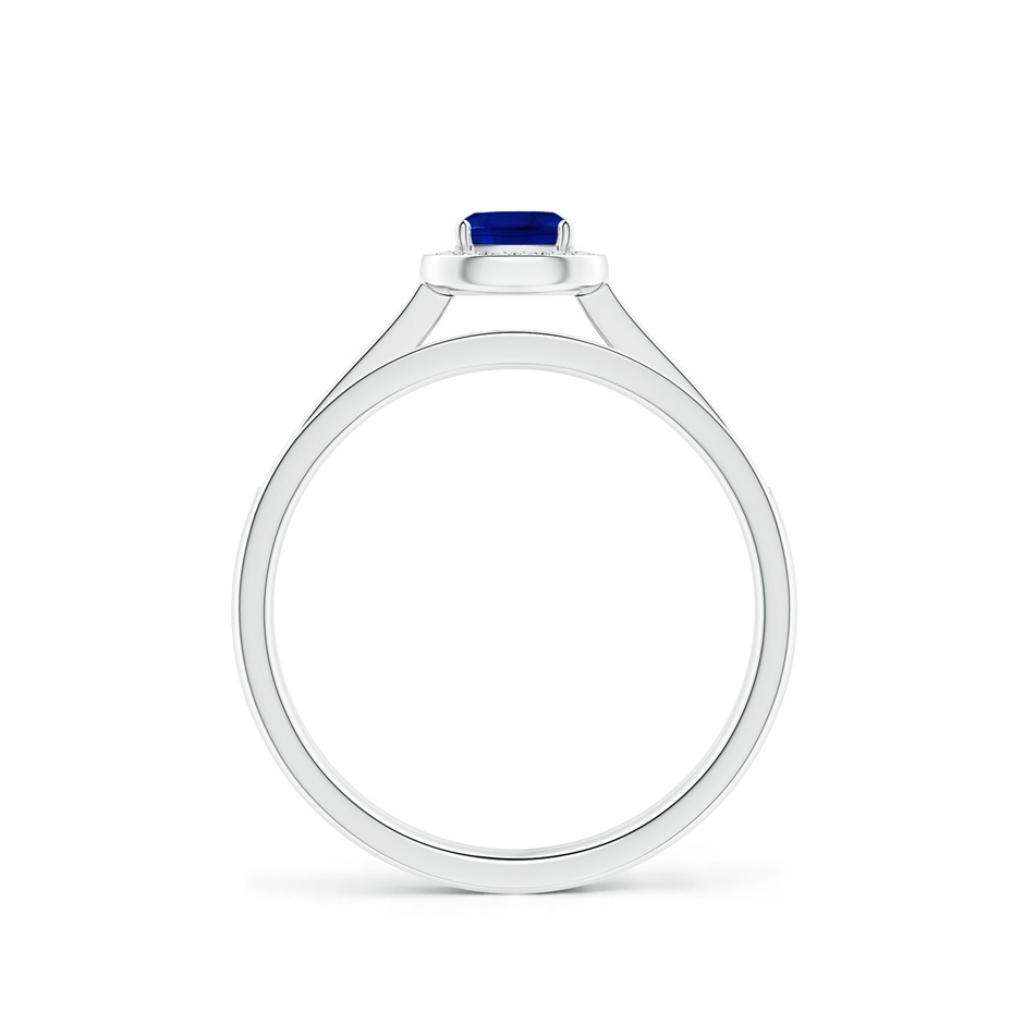 4mm AAAA Classic Cushion Blue Sapphire Bridal Set with Diamonds in White Gold side-1