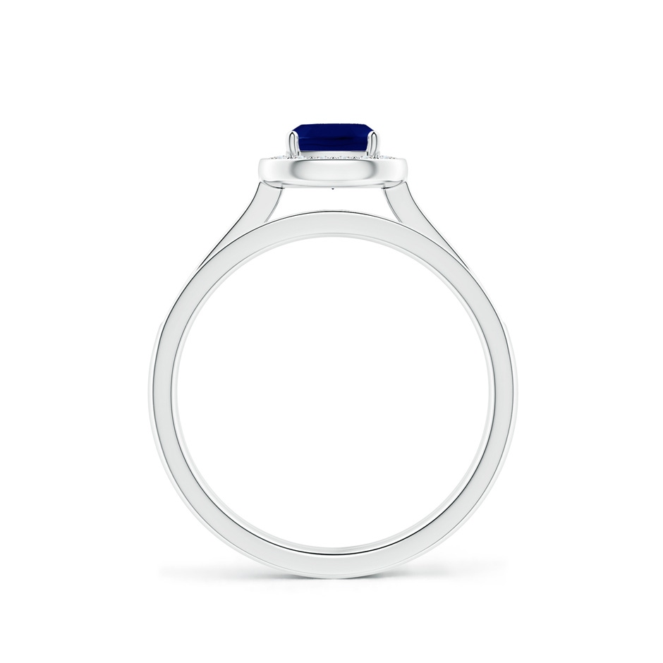 5mm AA Classic Cushion Blue Sapphire Bridal Set with Diamonds in P950 Platinum side-1