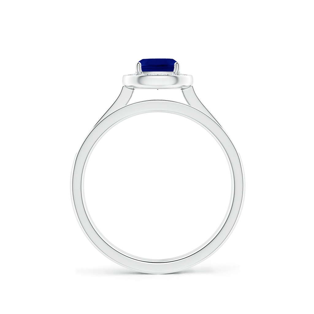 5mm AAA Classic Cushion Blue Sapphire Bridal Set with Diamonds in White Gold - side_1