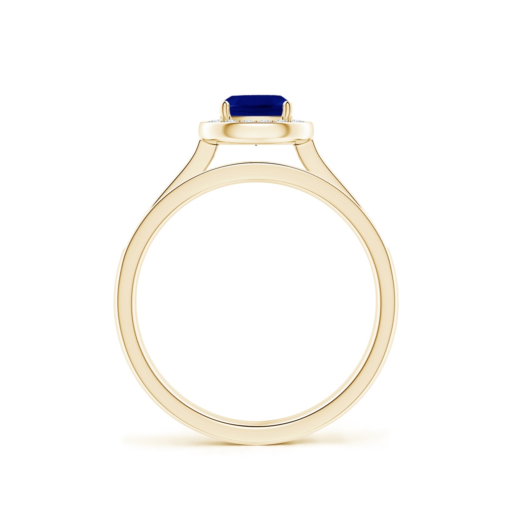 5mm AAA Classic Cushion Blue Sapphire Bridal Set with Diamonds in Yellow Gold - side_1
